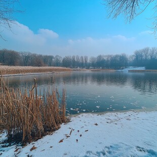 雪后湖边