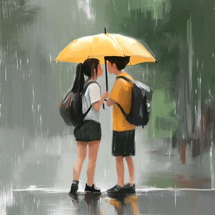 雨天插画