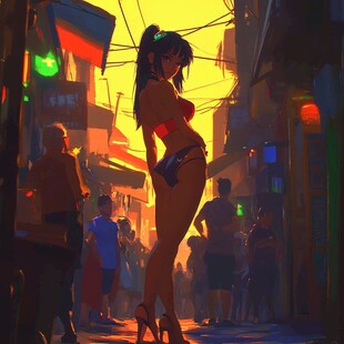 日韩厚涂插画