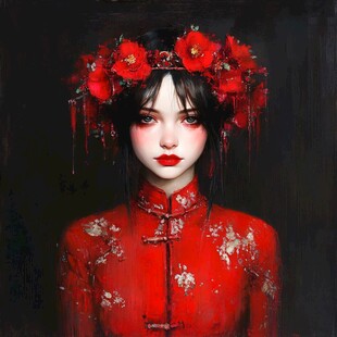 红衣少女设计古风