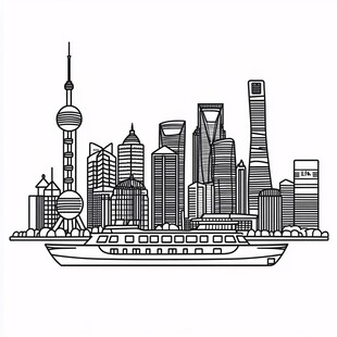 东方明珠轮廓线条