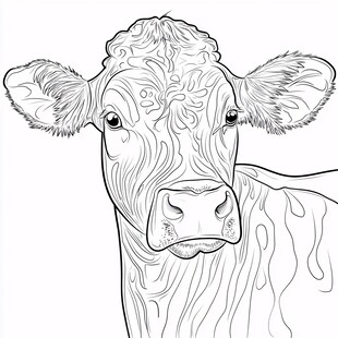 牛线描插画
