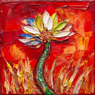 莲花油画