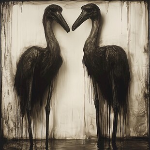 手绘写实仙鹤装饰画