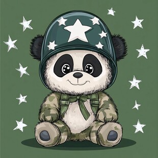 军装卡通熊猫