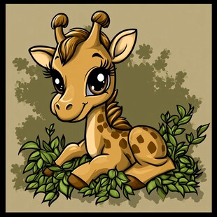 原创卡通长颈鹿