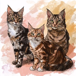多只猫插画