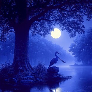 禅境秋夜极品意境插画