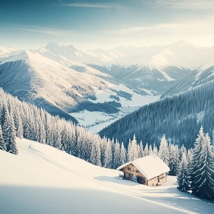 冬天雪屋积雪雪景