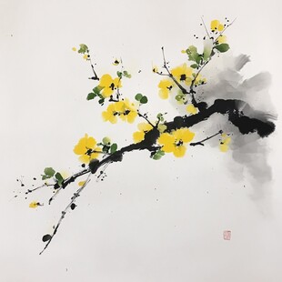 水墨迎春花