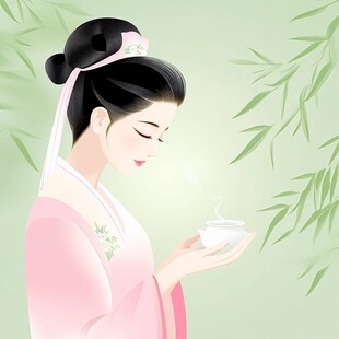 古风美女喝茶品茶