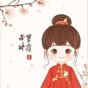 西梅卡通汉服女孩