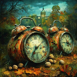 时钟油画