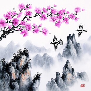 花鸟意境山水装饰画