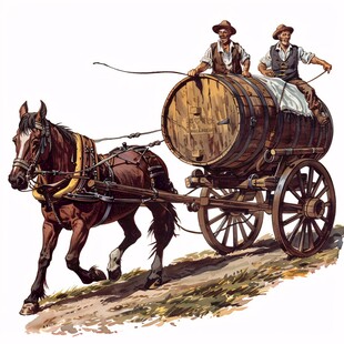 马车拉酒桶