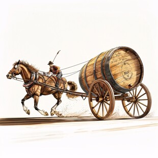 马车拉酒桶