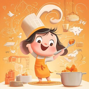 开心小松鼠厨师头像