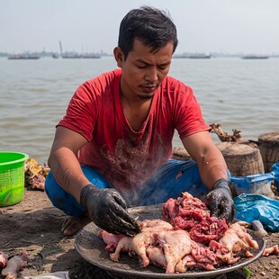 海边卖海鲜的渔民