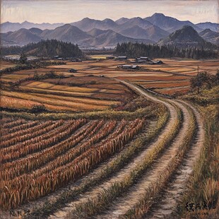 水稻田油画