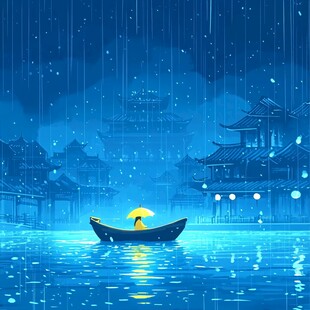 凤凰时雨地标插画