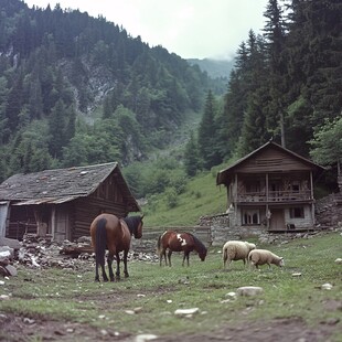 山中牧民家