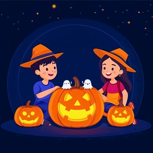 万圣节儿童插画