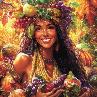 采摘葡萄的女神