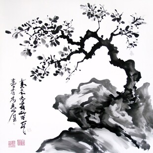 白梅风水画