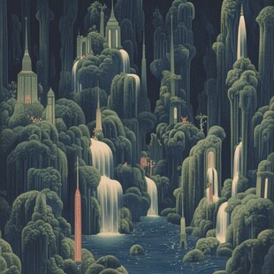 山水线包装插画