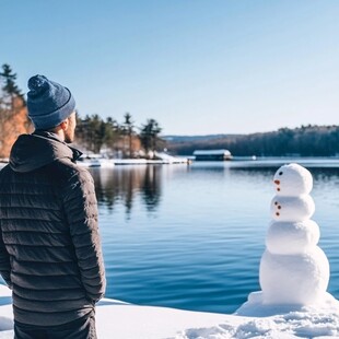 湖畔雪人