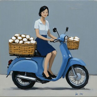 骑小电驴的女孩