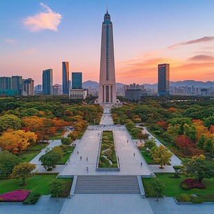 泉城广场日落