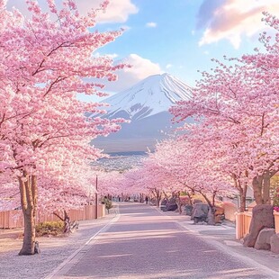 富士山樱花