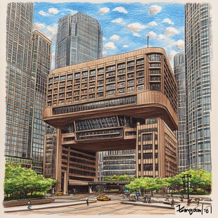 芝加哥建筑插画