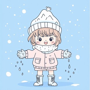 大雪女孩插画