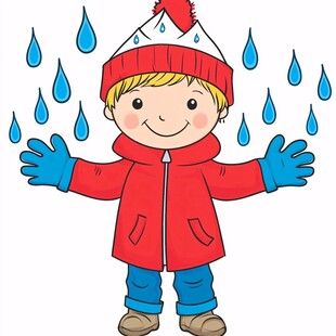 卡通下雨男孩