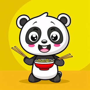 吃面条的熊猫