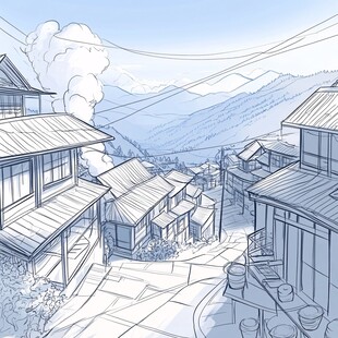 凉山建筑插画