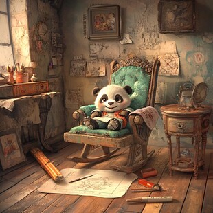 写实熊猫插画