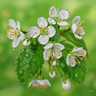 雨露里的花朵