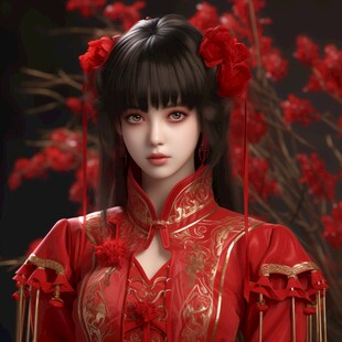 红衣少女设计古风