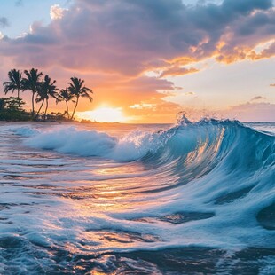 海浪浪花日出日落