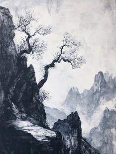 迎客松油画