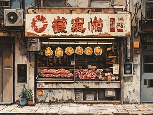 腌卤店插画