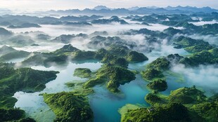 航拍鸳鸯湖