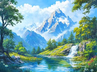 美丽山水风景绘画风景