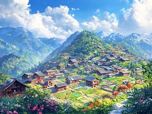 唯美山村图