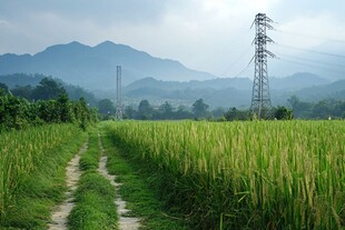 稻田电塔