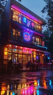 餐饮店夜景