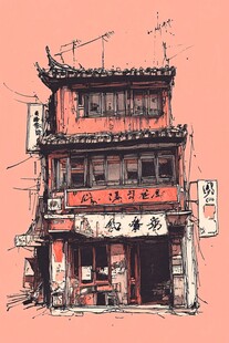 手绘小吃店